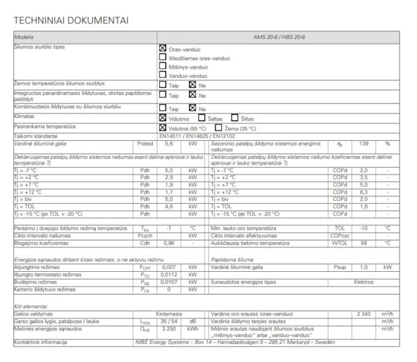 Šilumos siurbliai NIBE Split BA-SVM + AMS20 6 kw R32 - Image 3