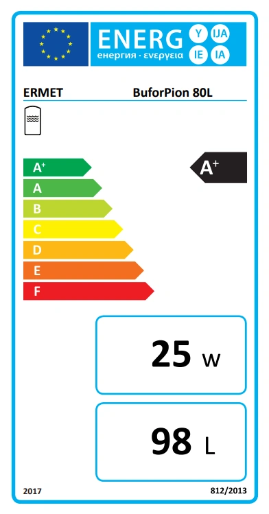 ERMET Vertikali talpa su eko oda 80ltr energinė etiketė