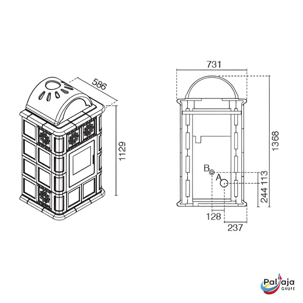 Granulinė krosnelė EvaCalor ROSY 12.5kW matmenys