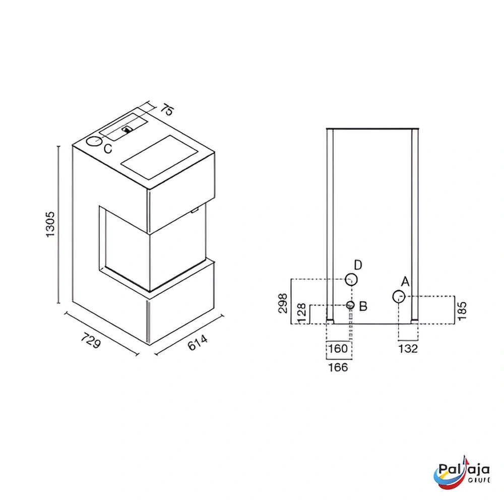 Granulinė krosnelė EvaCalor TREVISI 10kW matmenys
