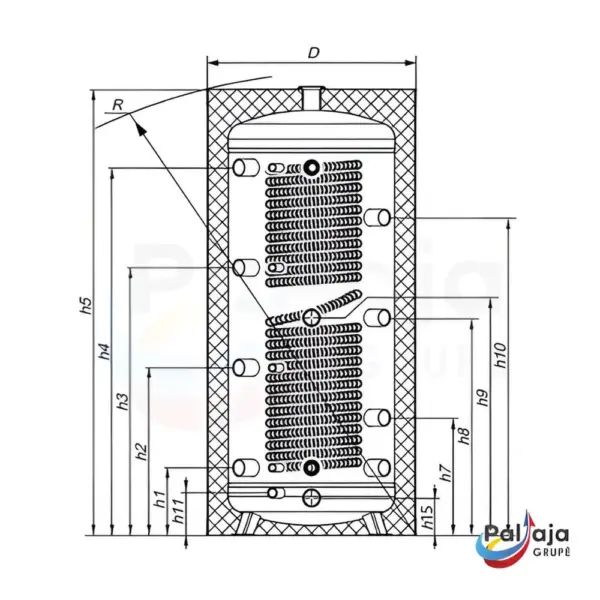 HPH 200-400 sanitarinės talpos matmenys