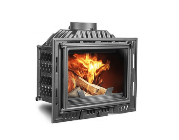 Ketaus židinys KAWMET W6 (10,1 kW) ECO iš kairės, pilka spalva