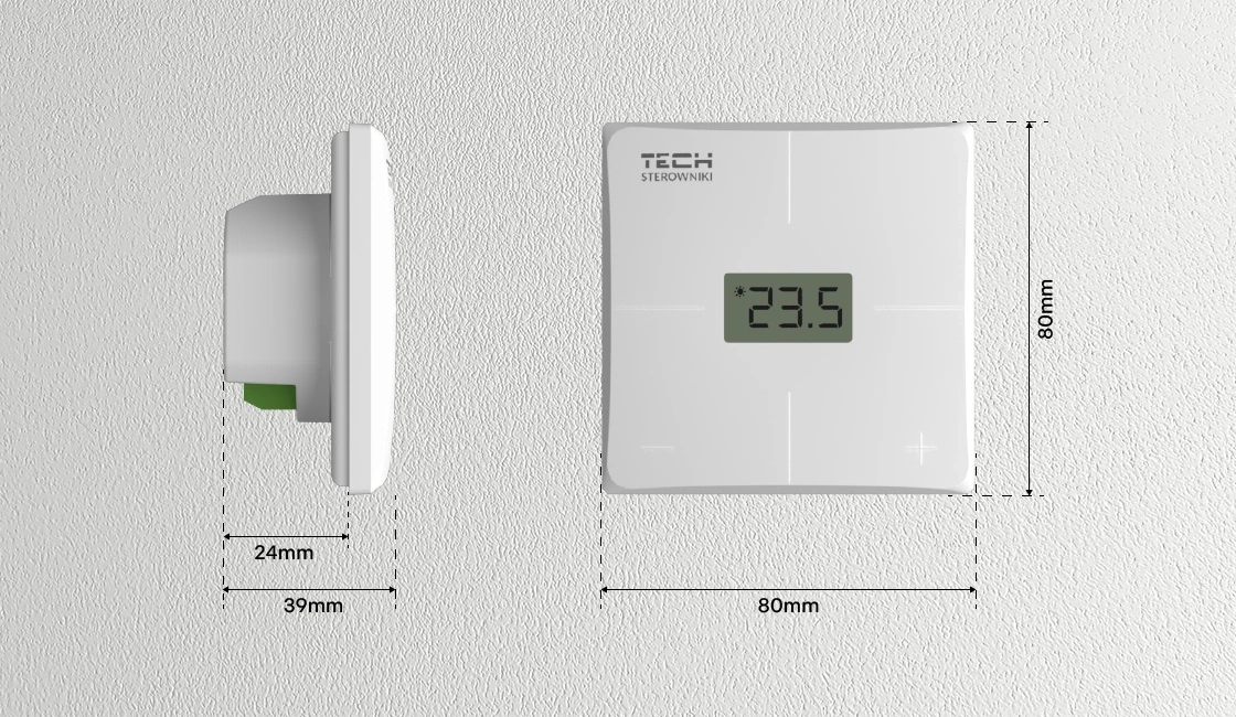 Laidinis termostatas Tech T-1.1z matmenys paltaja