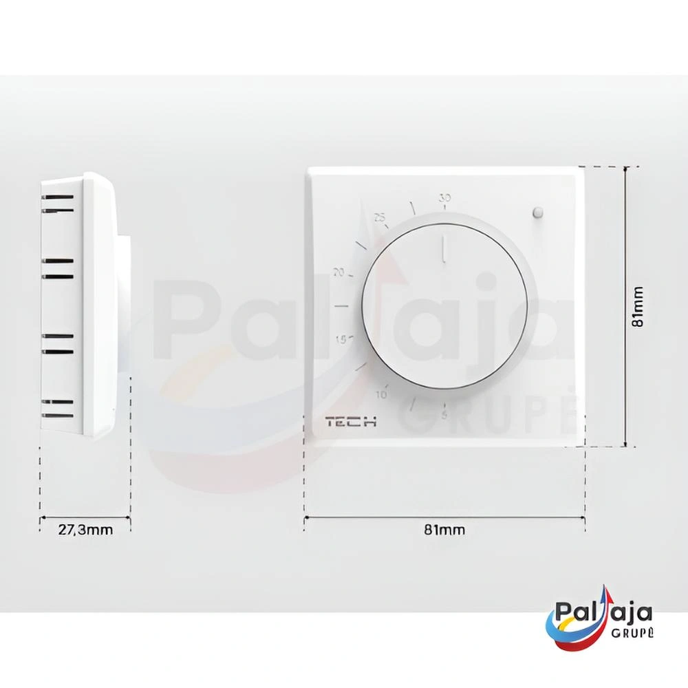 Laidinis termostatas Tech T-P1.1z matmenys