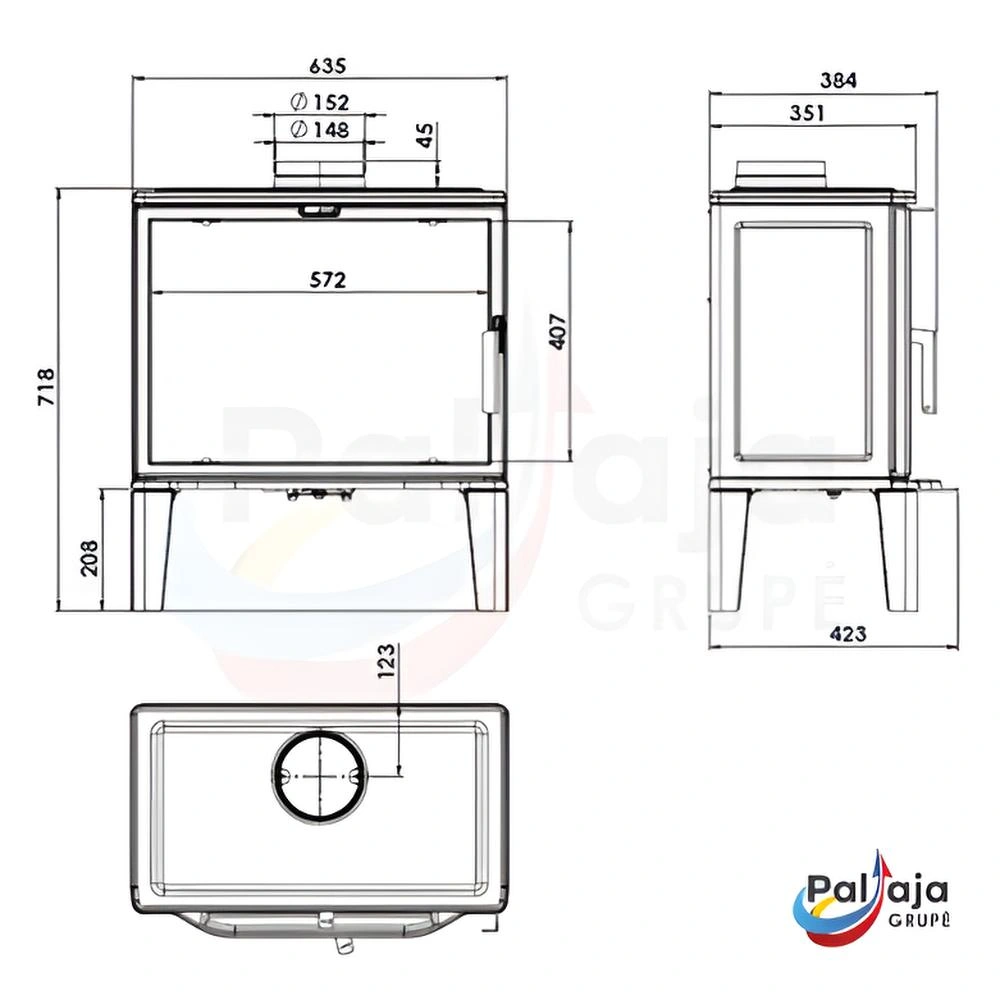 Malkinė krosnelė Lacunza Bidart matmenys