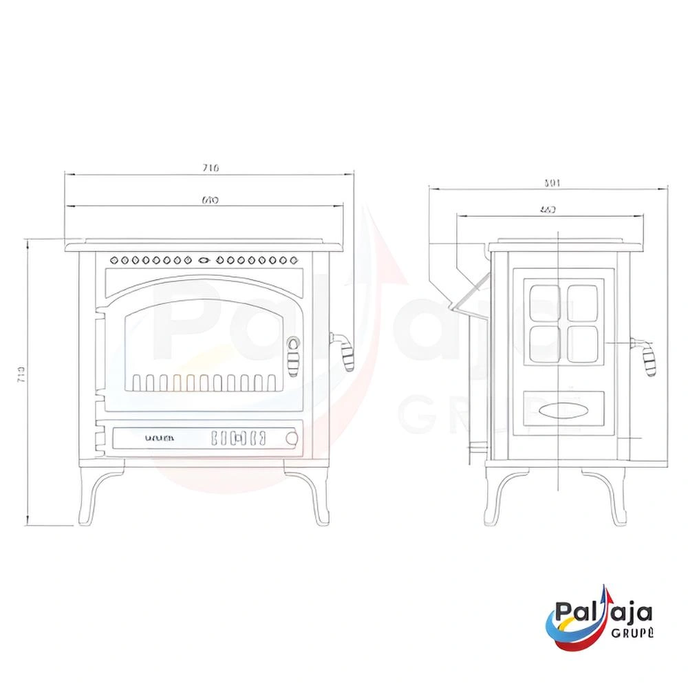 Malkinė krosnelė Lacunza Levante schema