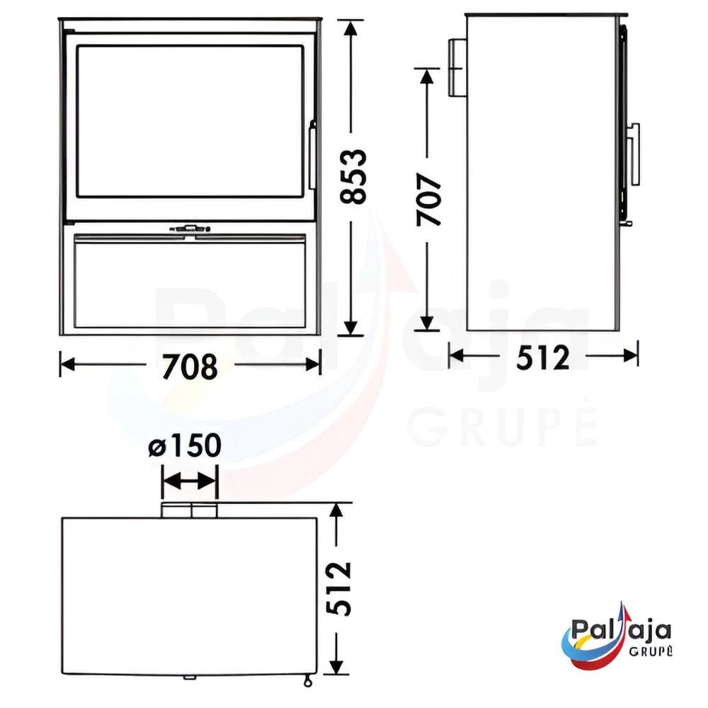 Malkinė krosnelė Panadero Acacia matmenys
