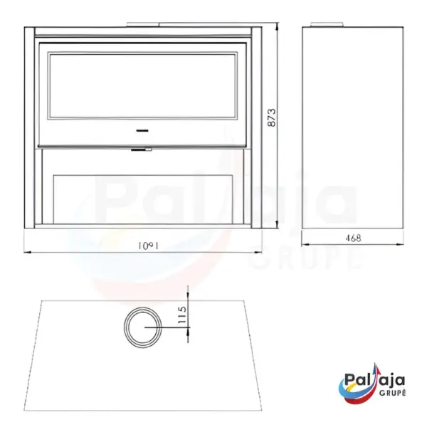 Malkinė krosnelė Panadero Allegro 8,9kW matmenys