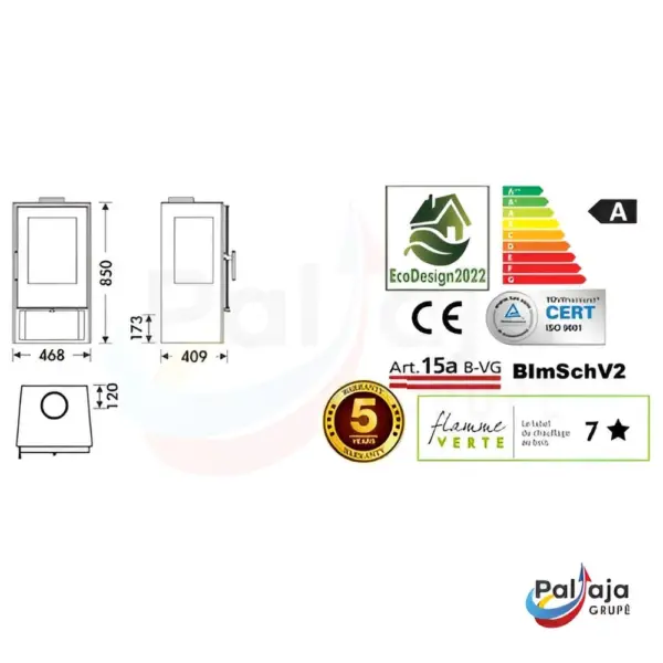 Malkinė krosnelė Panadero Condor 3V 8kW informacija