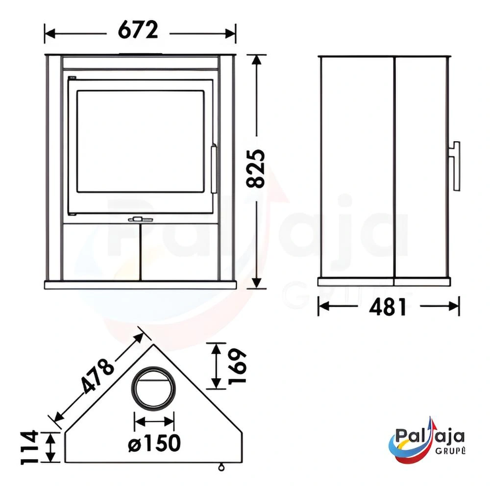 Malkinė krosnelė Panadero Faro matmenys