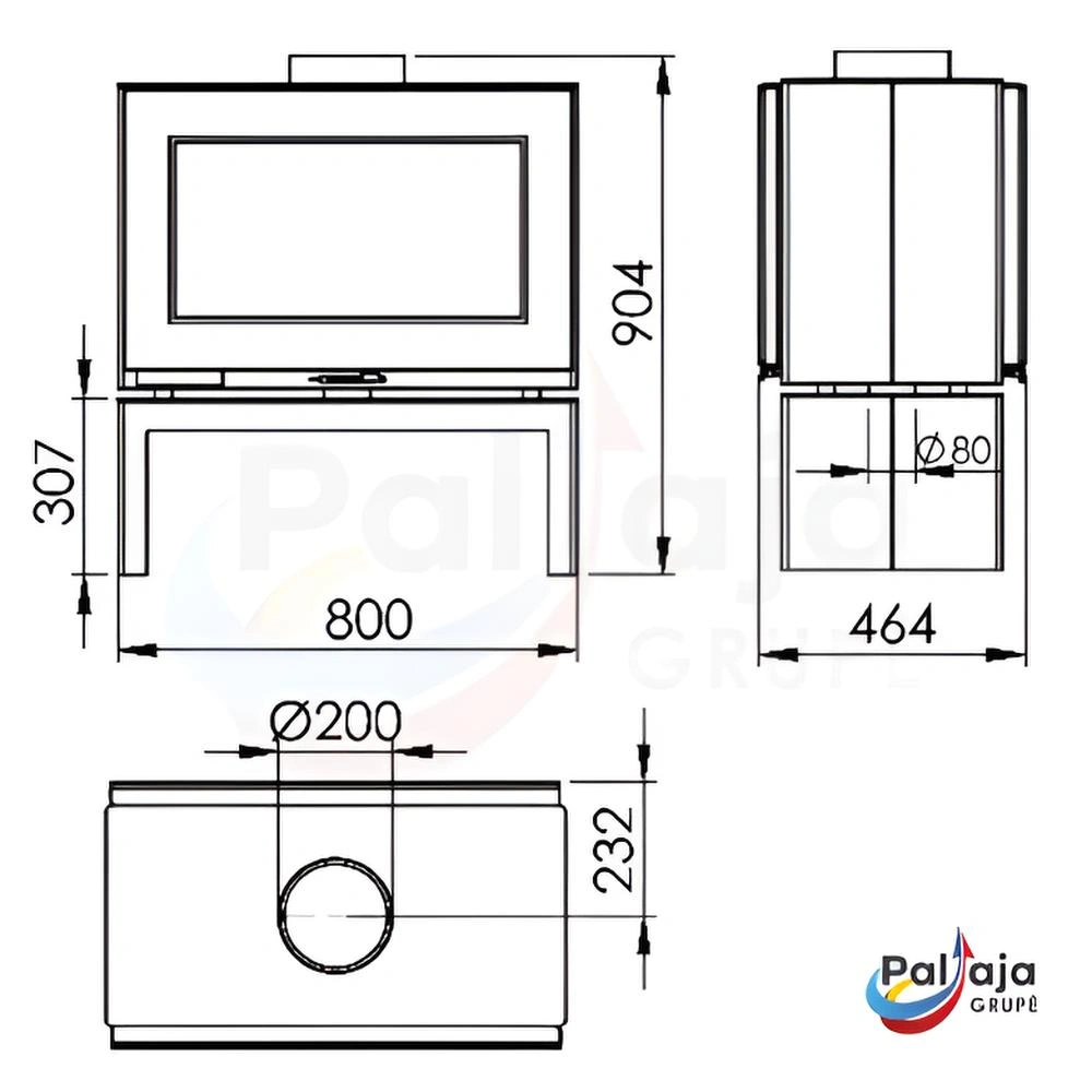 Malkinė krosnelė Panadero Luna matmenys