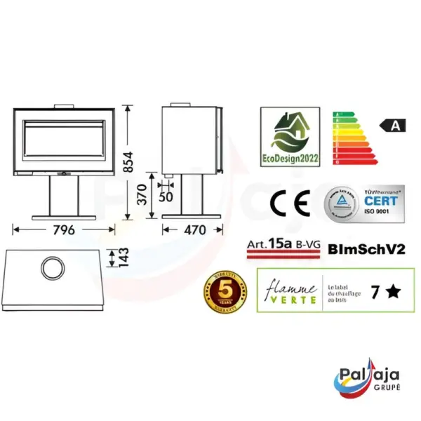 Malkinė krosnelė Panadero Maja 7,2kW info