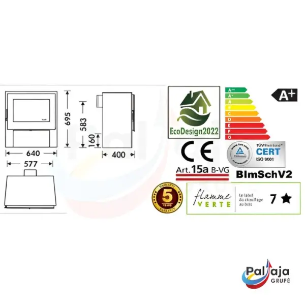 Malkinė krosnelė Panadero Naxos 6,7kW informacija