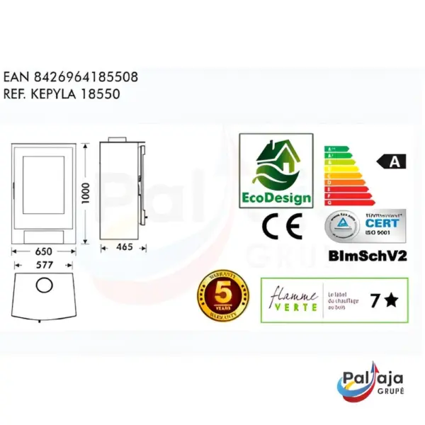 Malkinė krosnelė Panadero Nevada 7,5kW informacija