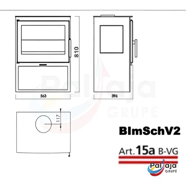 Malkinė krosnelė Panadero Onix 3V 7,1kW matmenys