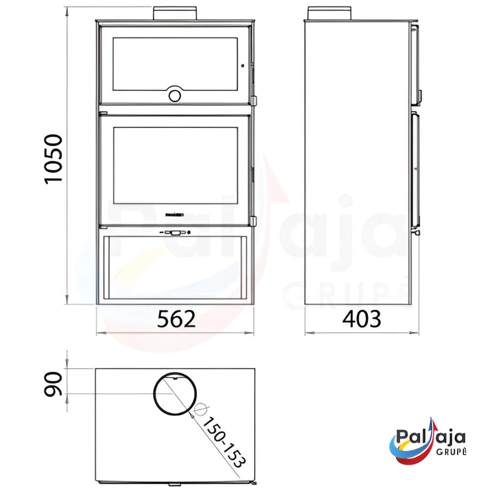 Malkinė krosnelė Panadero Oven matmenys
