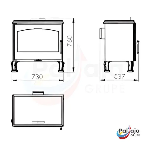 Malkinė krosnelė Panadero Provence 9,8kW matmenys