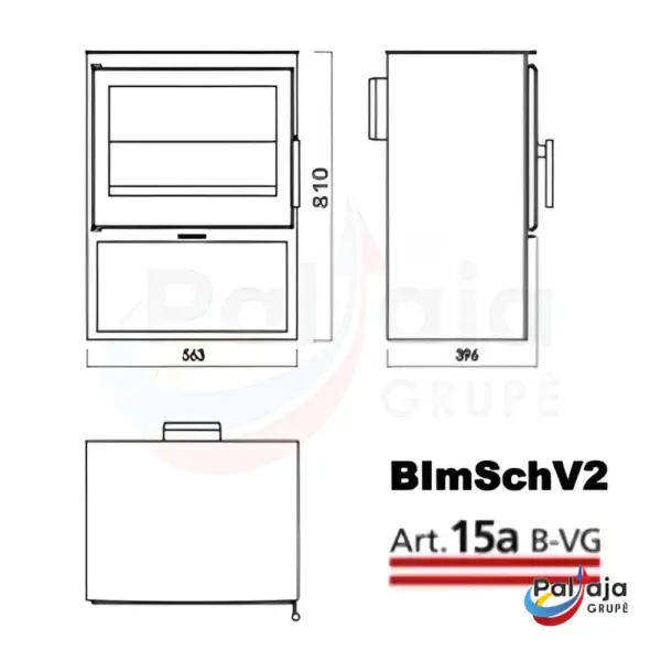 Malkinė krosnelė Panadero Saphir 7,1kW matmenys