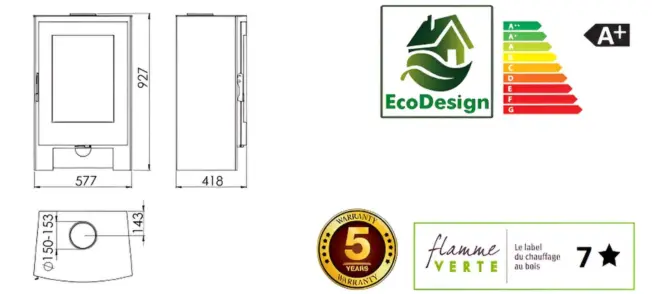 Malkinė krosnelė Panadero Sierra 7.9 kW informacija