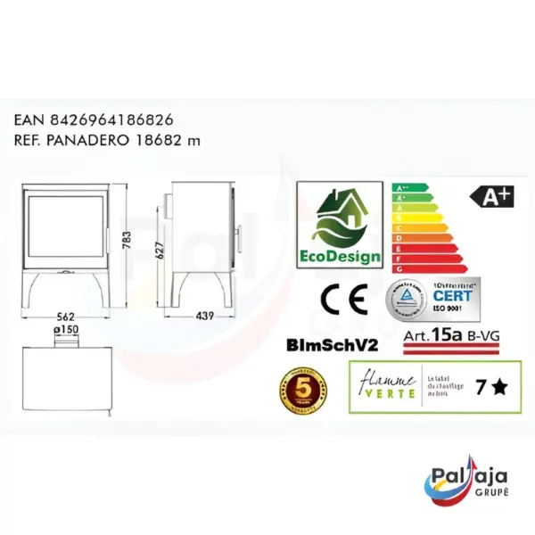 Malkinė krosnelė Panadero Topaze 7,1kW informacija