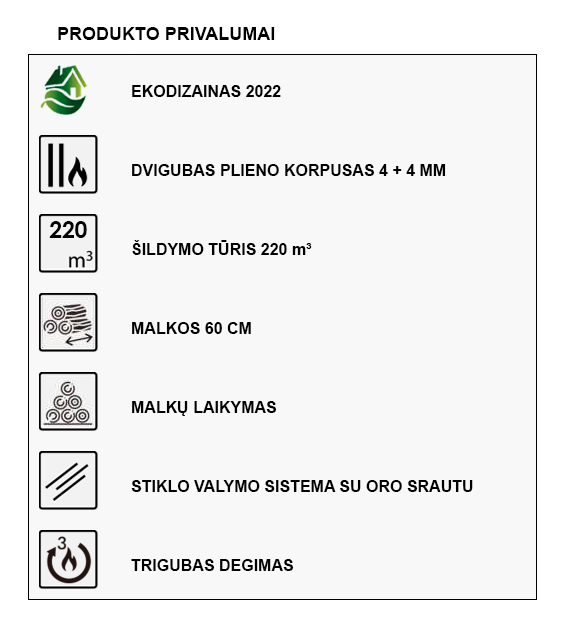 Malkinė krosnelė Panadero Sintra 7kW privalumai