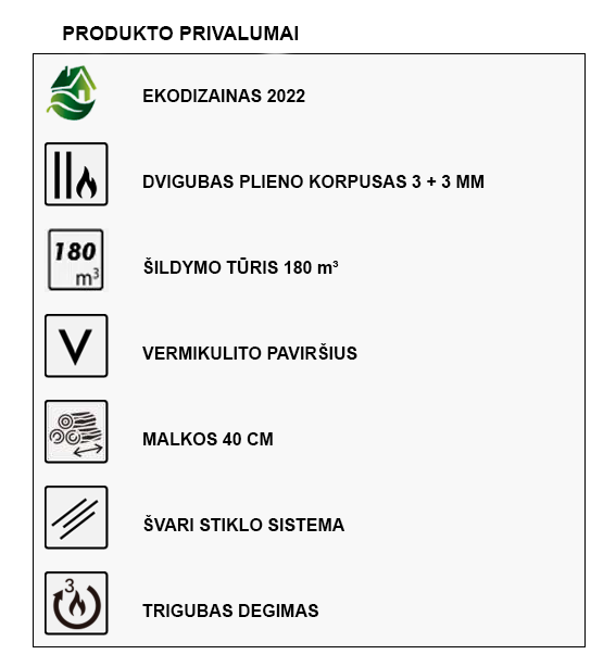 Malkinė krosnelė Panadero Jazz 5,9kW privalumai