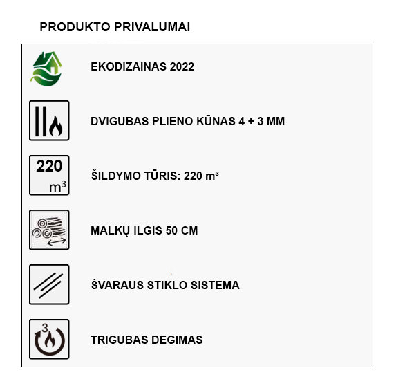 Malkinė krosnelė Panadero Chambery 7,1kW privalumas