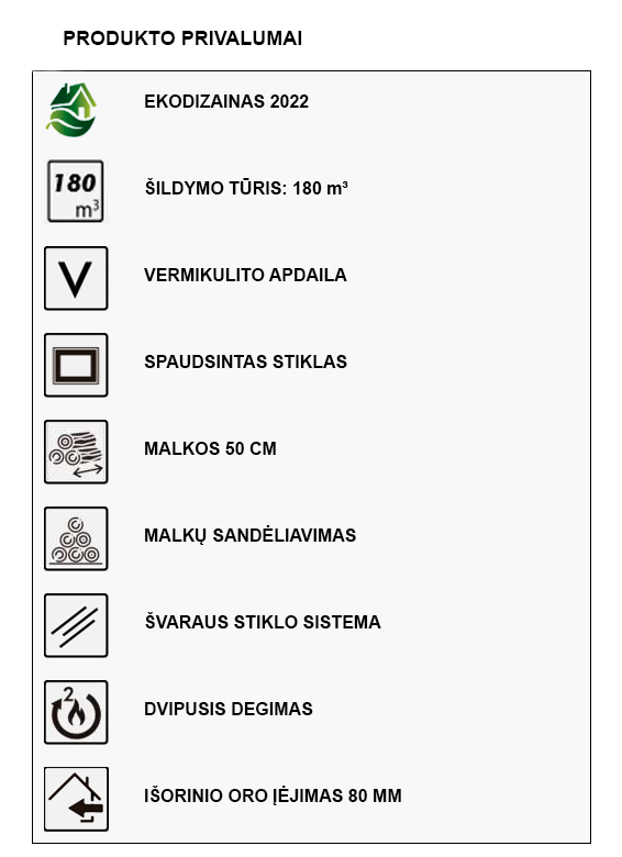 Malkinė krosnelė Panadero Java 3V 5,9kW privalumai