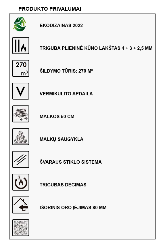 Malkinė krosnelė Panadero Oval 1 8,7kW informacija