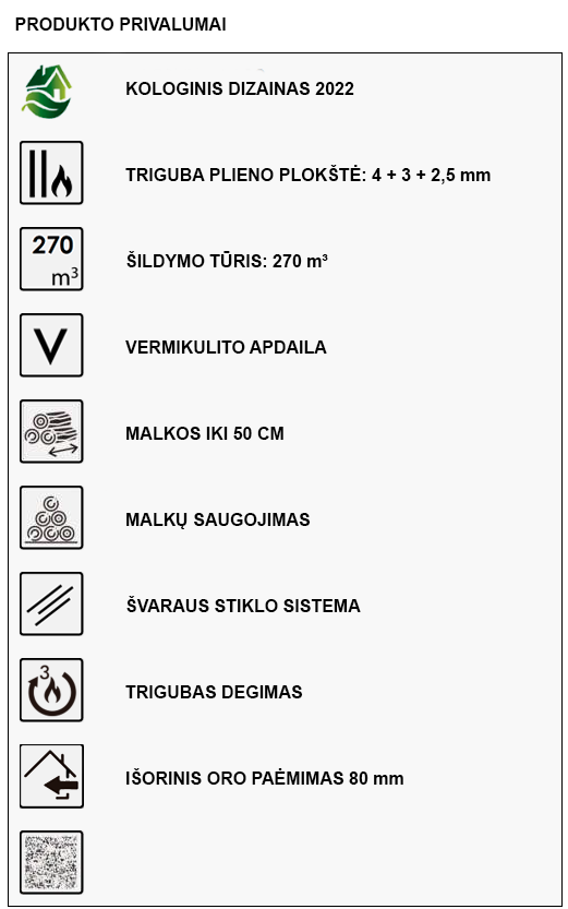 Malkinė krosnelė Panadero Oval 3 Stone 8,7kW ypatumai