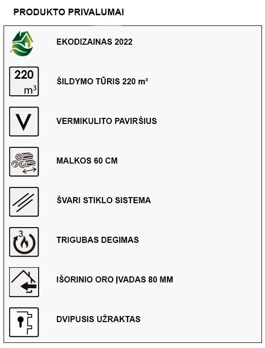 Malkinė krosnelė Panadero Maja 7,2kW info
