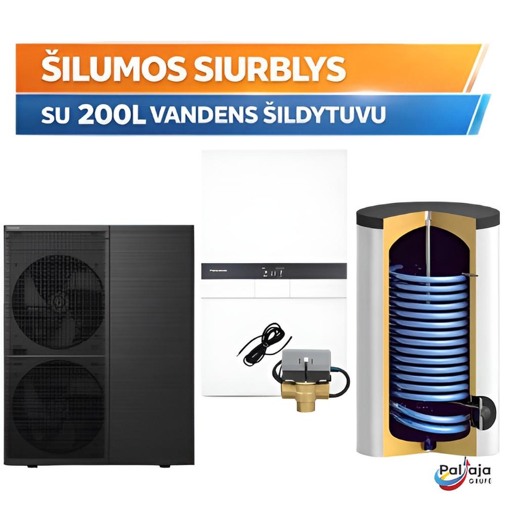 Panasonic T-CAP šilumos siurblys su 200l vandens šildytuvu