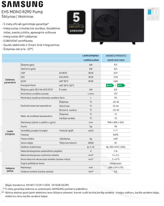 Samsung EHS Mono R290 8kW (trifazis) super pasiūlymas - Image 7