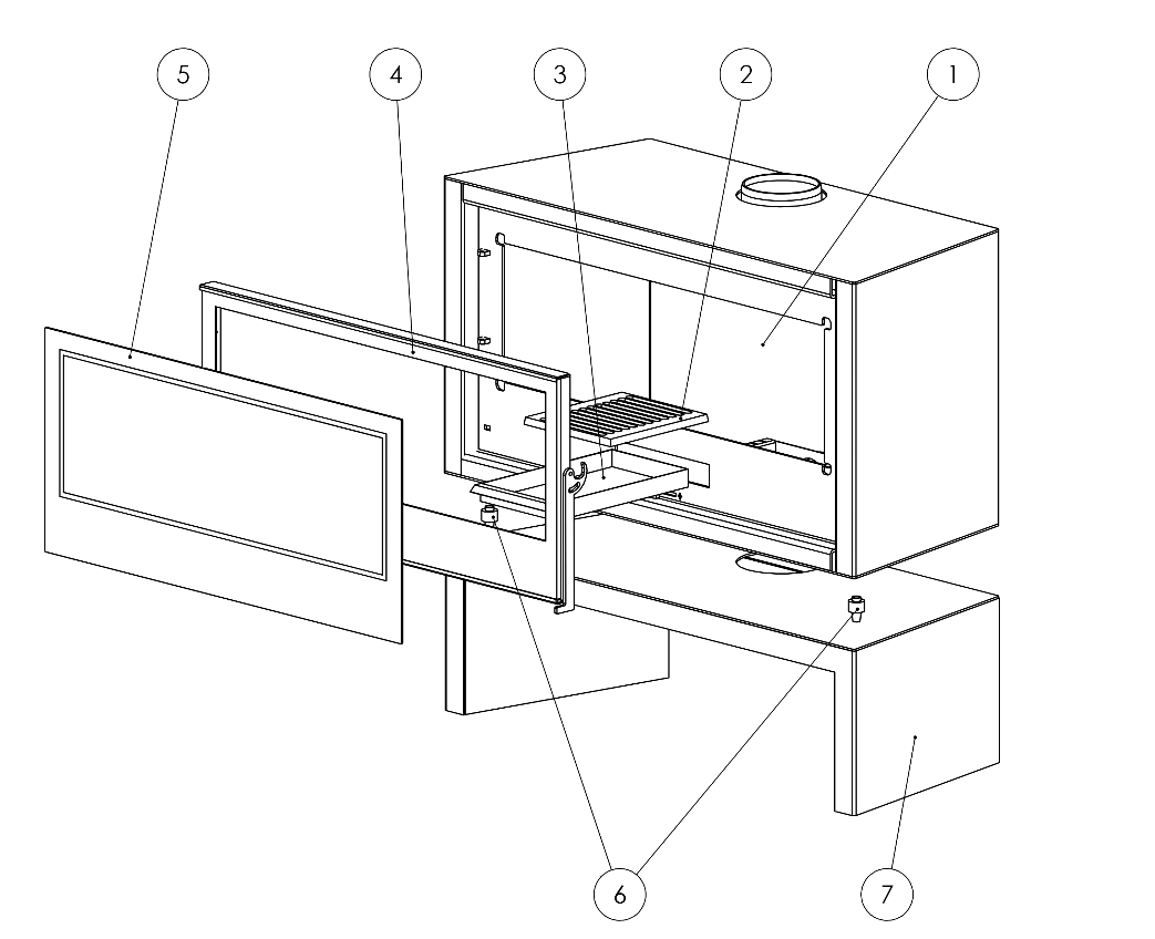 Malkinė krosnelė Denia Panoramic 9kW schema