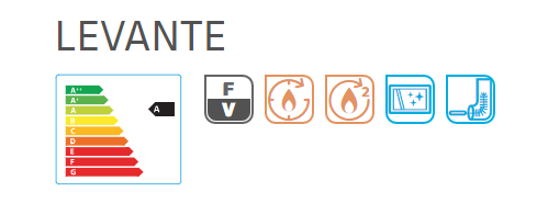 Malkinė krosnelė Lacunza Levante 10kW etiketė