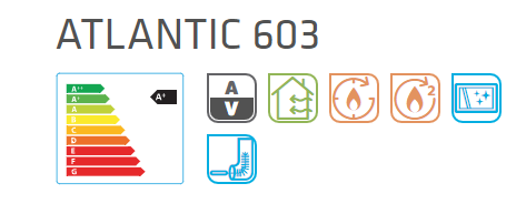 Malkinė krosnelė Lacunza Atlantic-603 12kW etiketė