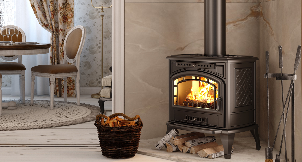 Malkinė krosnelė KAWMET P7 (9,3 kW) ECO prie sienos, kampe