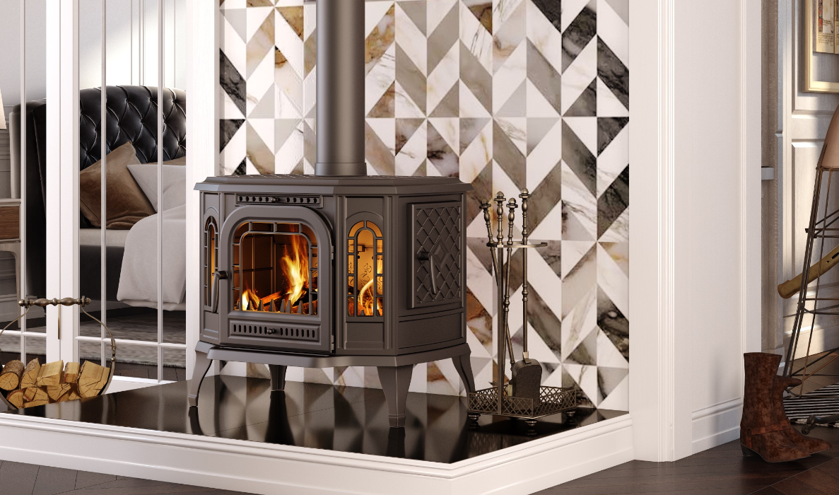 Malkinė krosnelė KAWMET P7 PB (10,5 kW) ECO iš dešinės, namuose