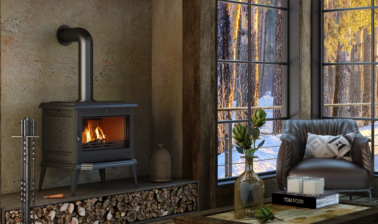 Malkinė krosnelė KAWMET Premium PROMETEUS S11 8,5kW prie sienos, namie