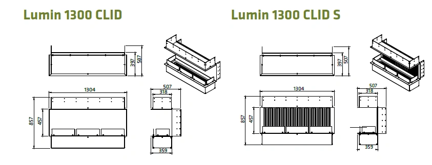 Bioetanolio židinys Lacunza Lumin CLID matmenys