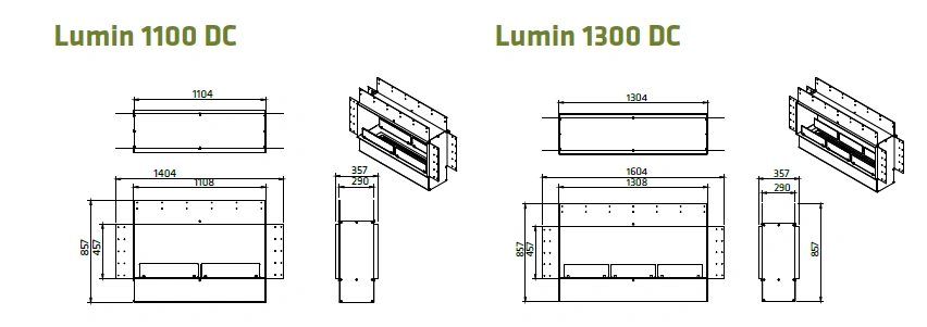 Bioetanolio židinys Lacunza Lumin DC matmenys