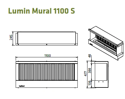Bioetanolio židinys Lacunza Lumin Mural informacija