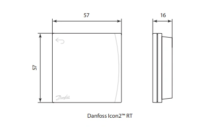 Danfoss Icon2™ bevielis termostatas 088U2121 matmenys