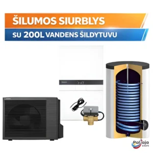 Šilumos siurblys Panasonic 5kW su 200l vandens šildytuvu