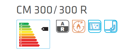 Plieninis židinys Lacunza CM 300 priekis, juoda spalva