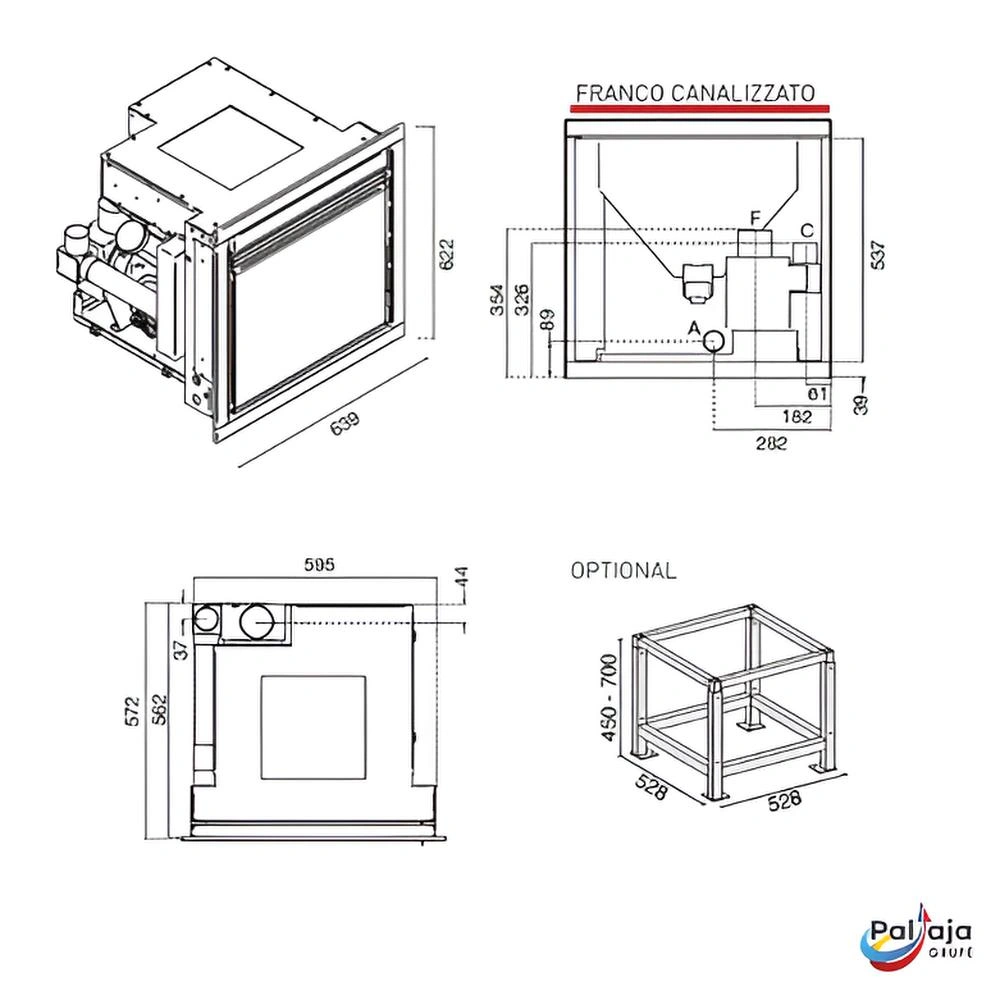 Židinys EvaCalor FRANCO 8.5kW matmenys canalizzato