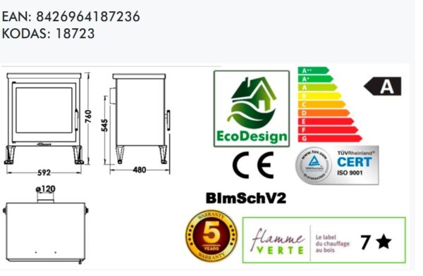 Malkinė krosnelė Panadero Castilla 8kW etiketė