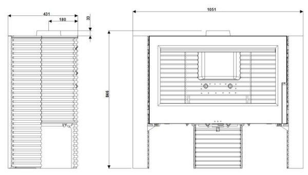 Ketinė krosnelė Invicta Itaya 12kW, brėžinys