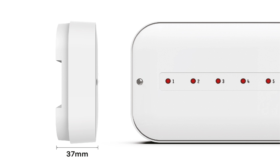 Valdiklis termostatinėms pavaroms EU-L-5s balta spalva, matmenys