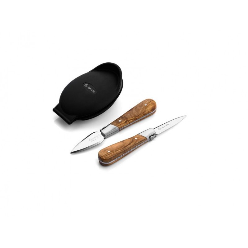 Austrių gliaudymo rinkinys Style De Vie Oyster set Olive wood – Paveikslėlis 2